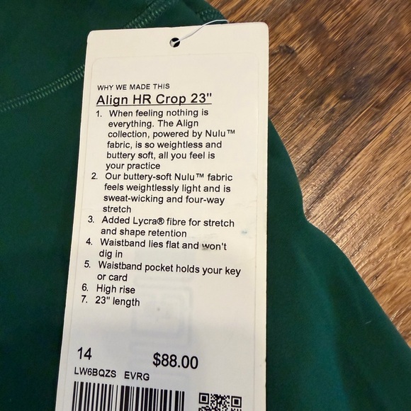 Lululemon Athletica Nulu Green Crop leggings 23 Evergreen - Picture 2 of 2